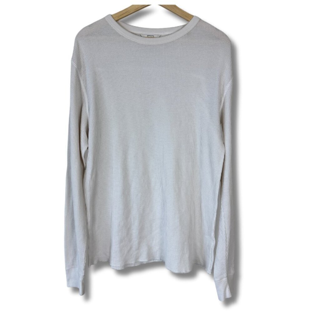 AYR Men's Shirt Waffle Knit Long Sleeve Thermal Pullover Oyster White Large